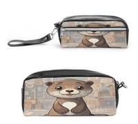 MNVTSKOP Cartoon Cute Otter Makeup Bag Small Cosmetic Travel Case Portable Stationery Organizer for Women Teacher