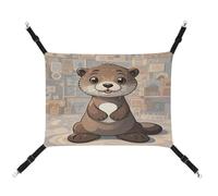 MNVTSKOP Cartoon Cute Otter Pet Hammock Breathable Cat Hanging Hammock with Adjustable Straps and Metal Hooks Plush Small Animal Soft Hideout Bed for Indoor and Outdoor