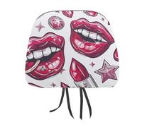 MNVTSKOP Cartoon Style Lips Headrest Covers for Cars Universal Anti-Dirty Car Head Rest Protector Easy to Install Durable Breathable Vehicle Accessories for Auto Trucks SUVs