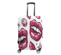 MNVTSKOP Cartoon Style Lips Luggage Covers Scratch-Resistant Washable Suitcase Cover Polyester Elastic Travel Baggage Protector for Suitcase Protector Cover, White, S