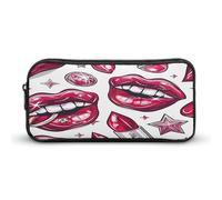 MNVTSKOP Cartoon Style Lips Pencil Case Large Capacity Pencil Pouch Office Pencil Bag for Men Women Desk Organizer