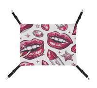 MNVTSKOP Cartoon Style Lips Pet Hammock Breathable Cat Hanging Hammock with Adjustable Straps and Metal Hooks Plush Small Animal Soft Hideout Bed for Indoor and Outdoor