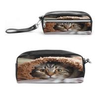 MNVTSKOP Cat Under Blanket Makeup Bag Small Cosmetic Travel Case Portable Stationery Organizer for Women Teacher