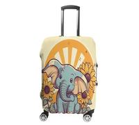MNVTSKOP Cheery Elephant Luggage Covers Scratch-Resistant Washable Suitcase Cover Polyester Elastic Travel Baggage Protector for Suitcase Protector Cover, White, L