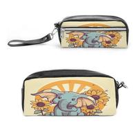 MNVTSKOP Cheery Elephant Makeup Bag Small Cosmetic Travel Case Portable Stationery Organizer for Women Teacher