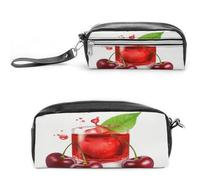 MNVTSKOP Cherry Juice Makeup Bag Small Cosmetic Travel Case Portable Stationery Organizer for Women Teacher