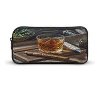MNVTSKOP Cigar & Whiskey Pencil Case Large Capacity Pencil Pouch Office Pencil Bag for Men Women Desk Organizer