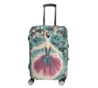 MNVTSKOP Classical Ballet Elegant Ballerina Luggage Covers Scratch-Resistant Washable Suitcase Cover Polyester Elastic Travel Baggage Protector for Suitcase Protector Cover, White, S
