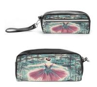 MNVTSKOP Classical Ballet Elegant Ballerina Makeup Bag Small Cosmetic Travel Case Portable Stationery Organizer for Women Teacher