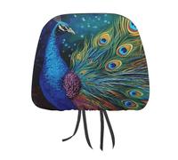 MNVTSKOP Colored Peacock Headrest Covers for Cars Universal Anti-Dirty Car Head Rest Protector Easy to Install Durable Breathable Vehicle Accessories for Auto Trucks SUVs