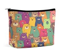 MNVTSKOP Colorful Bears Cosmetic Bag Large Capacity Travel Makeup Bag Trendy Portable Toiletry Bag for Women