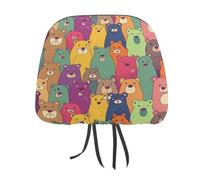 MNVTSKOP Colorful Bears Headrest Covers for Cars Universal Anti-Dirty Car Head Rest Protector Easy to Install Durable Breathable Vehicle Accessories for Auto Trucks SUVs