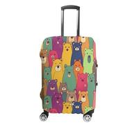 MNVTSKOP Colorful Bears Luggage Covers Scratch-Resistant Washable Suitcase Cover Polyester Elastic Travel Baggage Protector for Suitcase Protector Cover, White, L