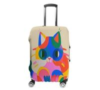 MNVTSKOP Colorful Cats Luggage Covers Scratch-Resistant Washable Suitcase Cover Polyester Elastic Travel Baggage Protector for Suitcase Protector Cover, White, M