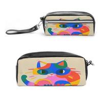 MNVTSKOP Colorful Cats Makeup Bag Small Cosmetic Travel Case Portable Stationery Organizer for Women Teacher