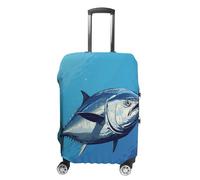 MNVTSKOP Colorful Tuna Luggage Covers Scratch-Resistant Washable Suitcase Cover Polyester Elastic Travel Baggage Protector for Suitcase Protector Cover, White, XL