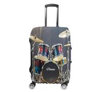 MNVTSKOP Cool Drum Set Luggage Covers Scratch-Resistant Washable Suitcase Cover Polyester Elastic Travel Baggage Protector for Suitcase Protector Cover, white, Small