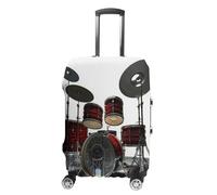 MNVTSKOP Cool Drum Set Luggage Covers Scratch-Resistant Washable Suitcase Cover Polyester Elastic Travel Baggage Protector for Suitcase Protector Cover, White, S