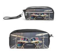 MNVTSKOP Cool Drum Set Makeup Bag Small Cosmetic Travel Case Portable Stationery Organizer for Women Teacher