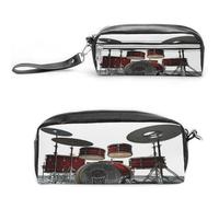 MNVTSKOP Cool Drum Set Makeup Bag Small Cosmetic Travel Case Portable Stationery Organizer for Women Teacher