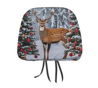 MNVTSKOP Cow Deer Trees Christmas Headrest Covers for Cars Universal Anti-Dirty Car Head Rest Protector Easy to Install Durable Breathable Vehicle Accessories for Auto Trucks SUVs