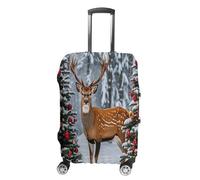 MNVTSKOP Cow Deer Trees Christmas Luggage Covers Scratch-Resistant Washable Suitcase Cover Polyester Elastic Travel Baggage Protector for Suitcase Protector Cover, White, L