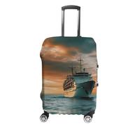 MNVTSKOP Cruise Ship Luggage Covers Scratch-Resistant Washable Suitcase Cover Polyester Elastic Travel Baggage Protector for Suitcase Protector Cover, White, L