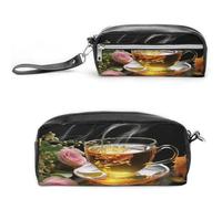MNVTSKOP Cup Of Tea Makeup Bag Small Cosmetic Travel Case Portable Stationery Organizer for Women Teacher