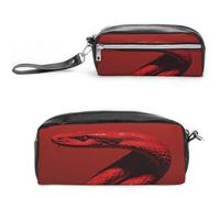 MNVTSKOP Curly Red Snake Makeup Bag Small Cosmetic Travel Case Portable Stationery Organizer for Women Teacher