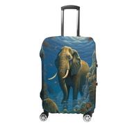 MNVTSKOP Cute Animal Luggage Covers Scratch-Resistant Washable Suitcase Cover Polyester Elastic Travel Baggage Protector for Suitcase Protector Cover, White, L