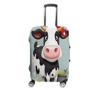 MNVTSKOP Cute Cow Luggage Covers Scratch-Resistant Washable Suitcase Cover Polyester Elastic Travel Baggage Protector for Suitcase Protector Cover, White, M