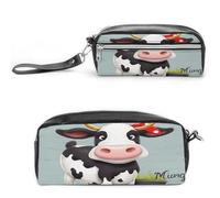 MNVTSKOP Cute Cow Makeup Bag Small Cosmetic Travel Case Portable Stationery Organizer for Women Teacher