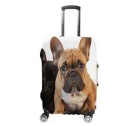 MNVTSKOP Cute French Bulldog Luggage Covers Scratch-Resistant Washable Suitcase Cover Polyester Elastic Travel Baggage Protector for Suitcase Protector Cover, White, M
