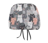 MNVTSKOP Cute Funny Grey Cats Pattern Headrest Covers for Cars Universal Anti-Dirty Car Head Rest Protector Easy to Install Durable Breathable Vehicle Accessories for Auto Trucks SUVs