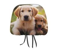 MNVTSKOP Cute Golden Retriever Puppy Headrest Covers for Cars Universal Anti-Dirty Car Head Rest Protector Easy to Install Durable Breathable Vehicle Accessories for Auto Trucks SUVs