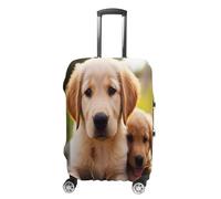 MNVTSKOP Cute Golden Retriever Puppy Luggage Covers Scratch-Resistant Washable Suitcase Cover Polyester Elastic Travel Baggage Protector for Suitcase Protector Cover, white, Small