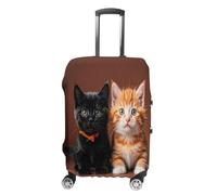 MNVTSKOP Cute Kitten Black And Orange Cat Luggage Covers Scratch-Resistant Washable Suitcase Cover Polyester Elastic Travel Baggage Protector for Suitcase Protector Cover, White, L