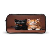 MNVTSKOP Cute Kitten Black And Orange Cat Pencil Case Large Capacity Pencil Pouch Office Pencil Bag for Men Women Desk Organizer