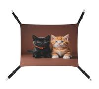 MNVTSKOP Cute Kitten Black and Orange Cat Pet Hammock Breathable Cat Hanging Hammock with Adjustable Straps and Metal Hooks Plush Small Animal Soft Hideout Bed for Indoor and Outdoor