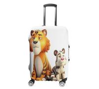 MNVTSKOP Cute Little Animals Luggage Covers Scratch-Resistant Washable Suitcase Cover Polyester Elastic Travel Baggage Protector for Suitcase Protector Cover, White, XL