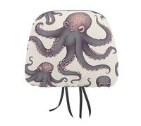 MNVTSKOP Cute Octopus Headrest Covers for Cars Universal Anti-Dirty Car Head Rest Protector Easy to Install Durable Breathable Vehicle Accessories for Auto Trucks SUVs