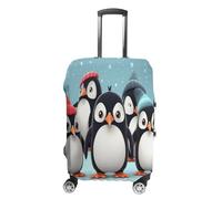 MNVTSKOP Cute Penguins Luggage Covers Scratch-Resistant Washable Suitcase Cover Polyester Elastic Travel Baggage Protector for Suitcase Protector Cover, White, S