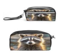 MNVTSKOP Cute Raccoon Makeup Bag Small Cosmetic Travel Case Portable Stationery Organizer for Women Teacher