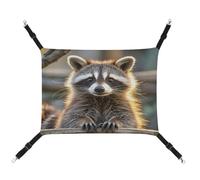 MNVTSKOP Cute Raccoon Pet Hammock Breathable Cat Hanging Hammock with Adjustable Straps and Metal Hooks Plush Small Animal Soft Hideout Bed for Indoor and Outdoor