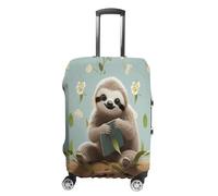 MNVTSKOP Cute Sloths Luggage Covers Scratch-Resistant Washable Suitcase Cover Polyester Elastic Travel Baggage Protector for Suitcase Protector Cover, White, M