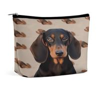 MNVTSKOP Dachshund Dog Cosmetic Bag Large Capacity Travel Makeup Bag Trendy Portable Toiletry Bag for Women