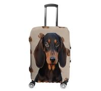 MNVTSKOP Dachshund Dog Luggage Covers Scratch-Resistant Washable Suitcase Cover Polyester Elastic Travel Baggage Protector for Suitcase Protector Cover, White, XL