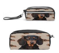 MNVTSKOP Dachshund Dog Makeup Bag Small Cosmetic Travel Case Portable Stationery Organizer for Women Teacher