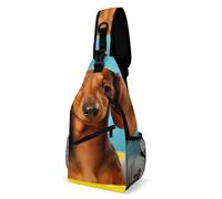 MNVTSKOP Dachshund Dog Sling Backpack Travel Crossbody Shoulder Bag Adjustable Chest Pack for Women Men