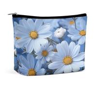 MNVTSKOP Daisy Blue Cosmetic Bag Large Capacity Travel Makeup Bag Trendy Portable Toiletry Bag for Women
